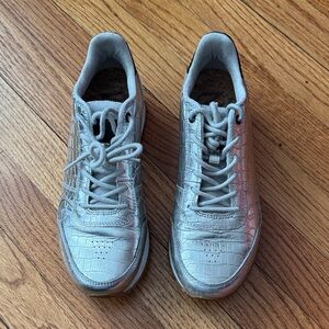 Metallic Silver Women's Lace-Up Sneakers